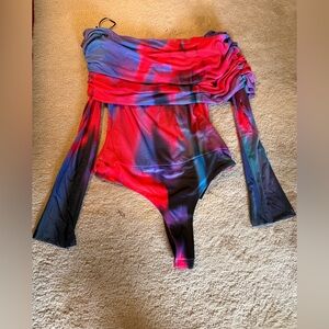 AFRM Anthropologie Women's Bodysuit in Red and Blue